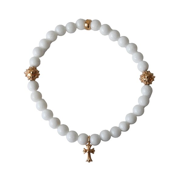 Chrome Hearts Cross Pendant Bead Bracelet Gold - Picture 1 of 1